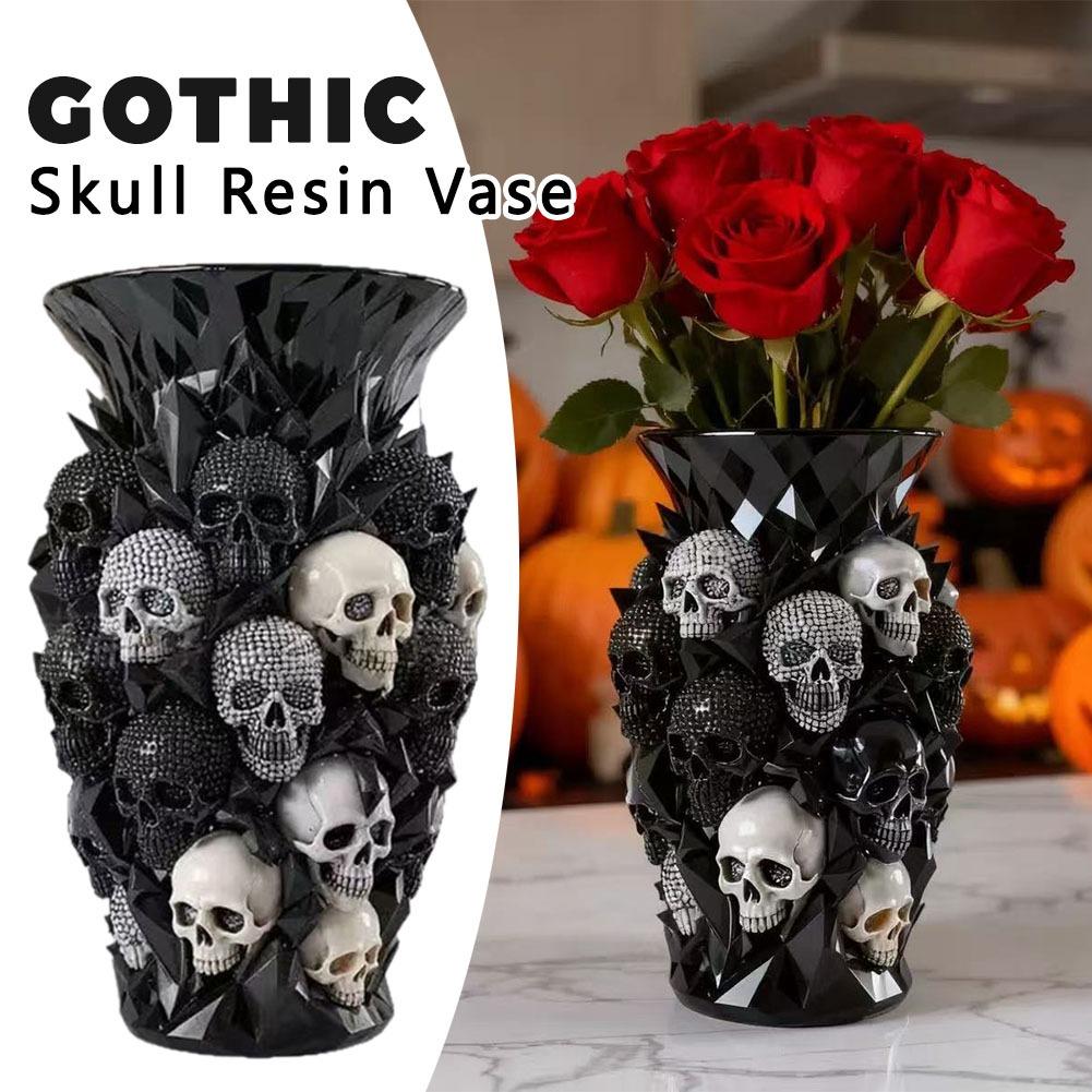 Gothic Skull Resin Vase Black  - Florist Supply Vases recension och pris