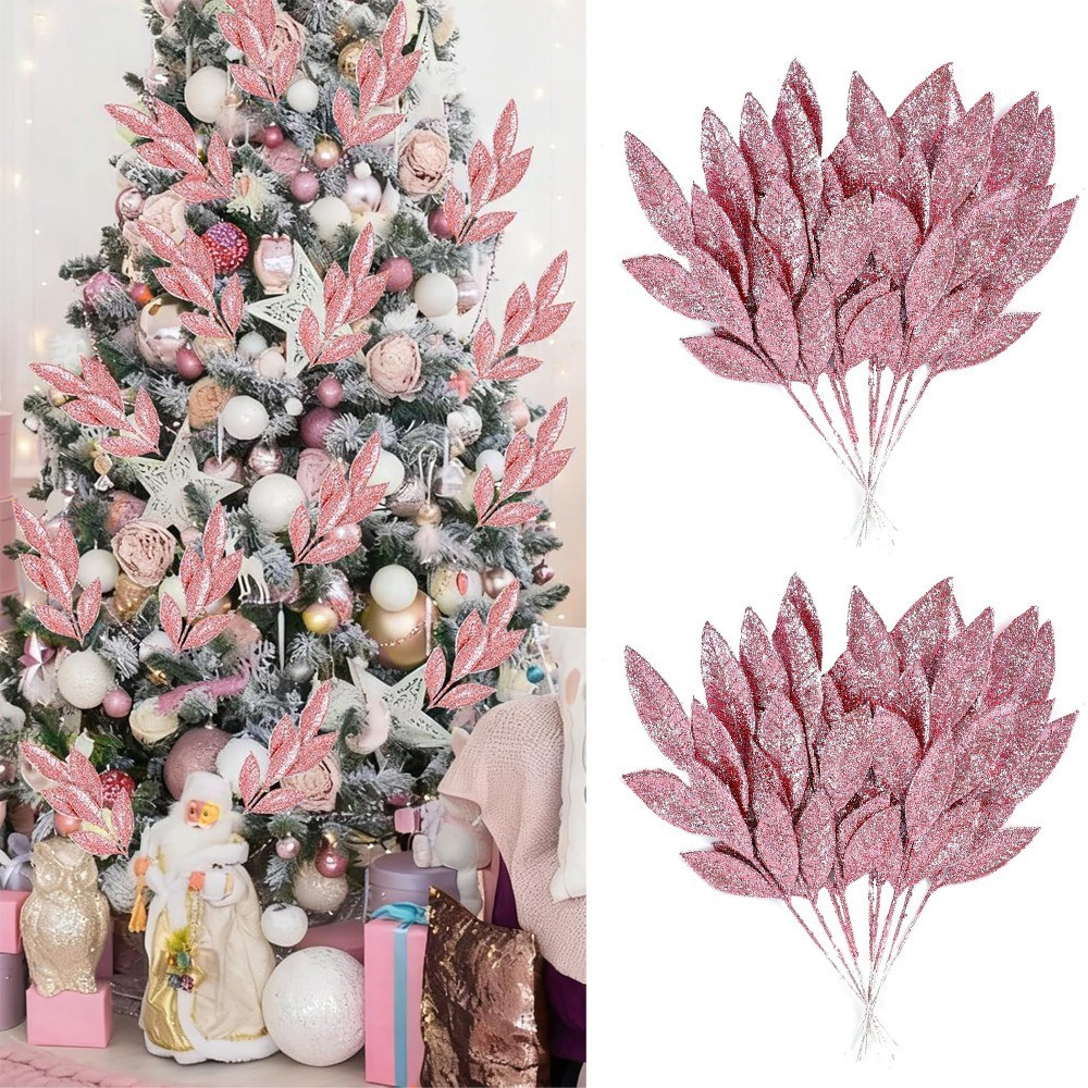 3/12Pcs Pink Glitter Leaf Pick - Florist Supply Bulk recension och pris
