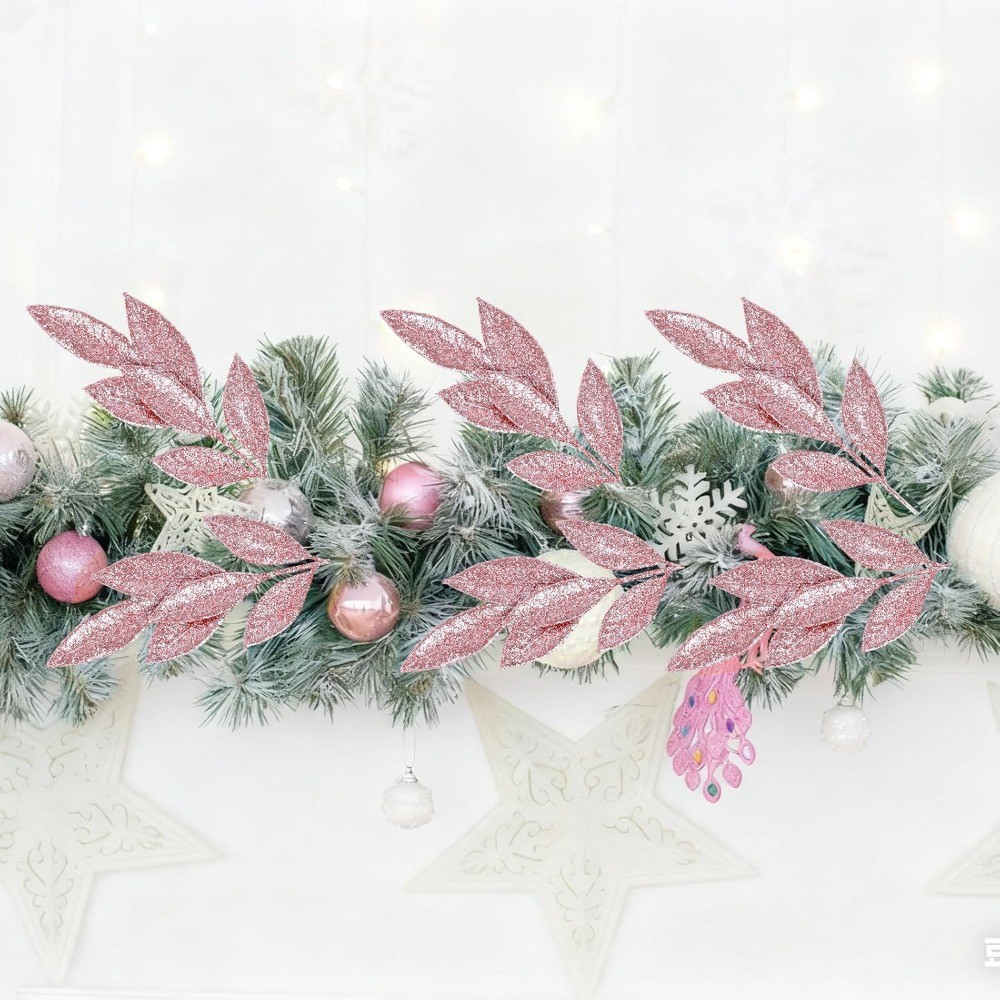 3/12Pcs Pink Glitter Leaf Pick - Florist Supply Bulk recension och pris